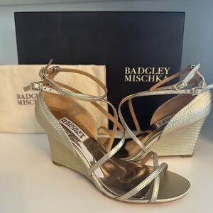 Badgley Mischka Metallic Gold Wedges